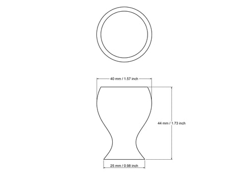 tehniline joonis: 40 mm puidust vaas