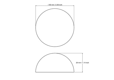 Tehniline joonis: 60 mm puidust poolkera
