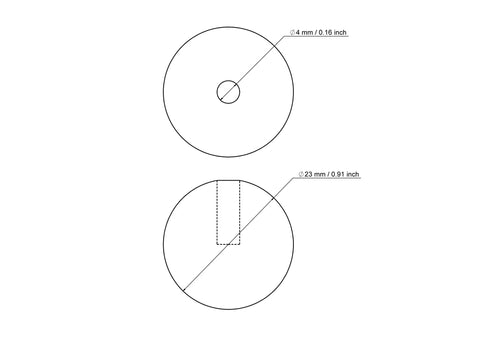 23 mm kasepuit tüüblikatted koos 4 mm hole