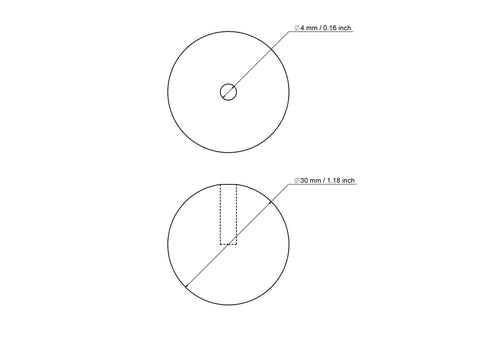 30 mm kasepuit tüüblikatted koos 4 mm hole