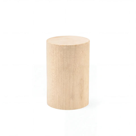 40 × 60 mm wooden cylinder standing upright on white background