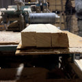 freshly lihvitud turned wood piece treipingil in a woodworking space