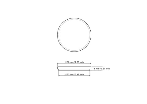tehniline joonis: 63 mm wood jar lid