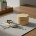 60 x 43 mm ümar treitud puidust ehtekarp koos lid