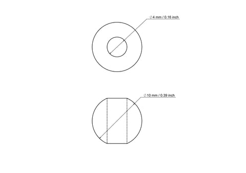 tehniline joonis: 10 mm kasepuit pärlid koos 4 mm hole