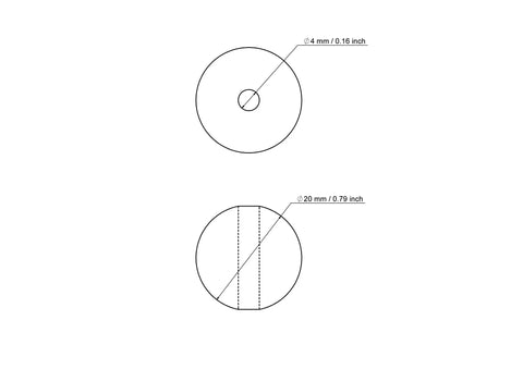 tehniline joonis: 20 mm kasepuit pärlid koos 4 mm hole