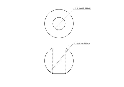 tehniline joonis: 23 mm kasepuit pärlid koos 10 mm hole