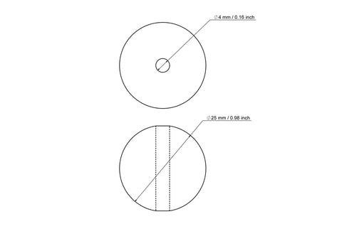 tehniline joonis: 25 mm kasepuit pärlid koos 4 mm hole