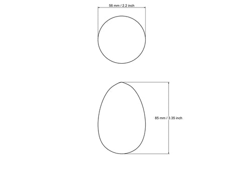 tehniline joonis: 56 mm puidust Chicken munad