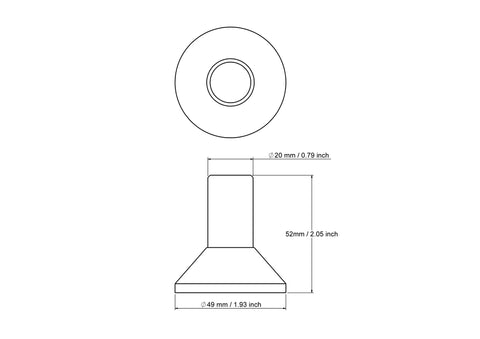 tehniline joonis: 49 x 52 mm puidust Coat Rack pulgad