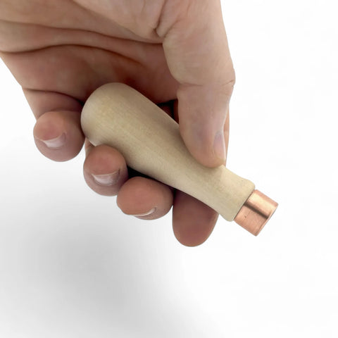 80 mm kooniline puidust tool handle held in hand jaoks size comparison
