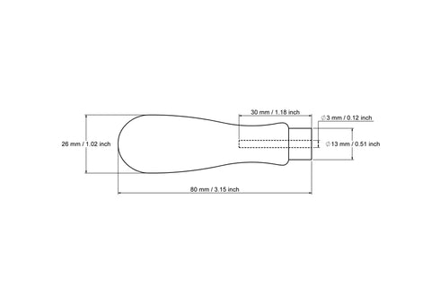 tehniline joonis: 80 mm kooniline puidust tool handle