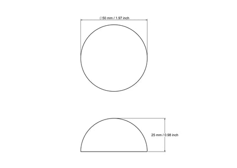 tehniline joonis: 50 mm split puidust kuulid